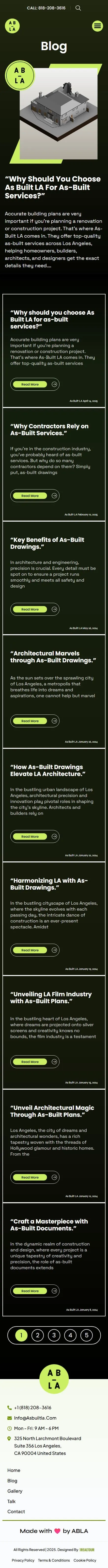 As Built LA blog page on mobile