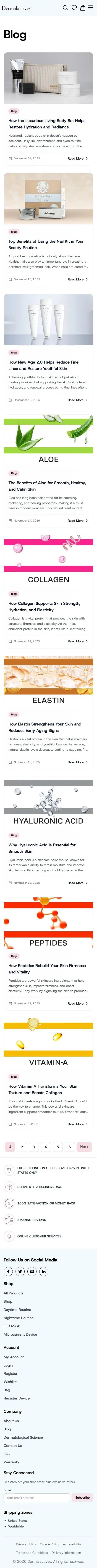 Dermalactives blog page on mobile