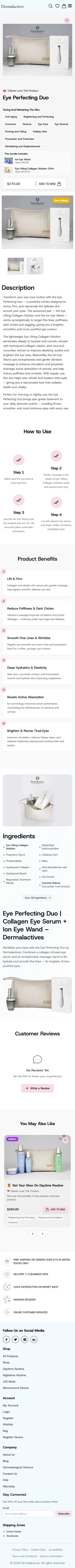 Dermalactives products eye perfecting duo page on mobile
