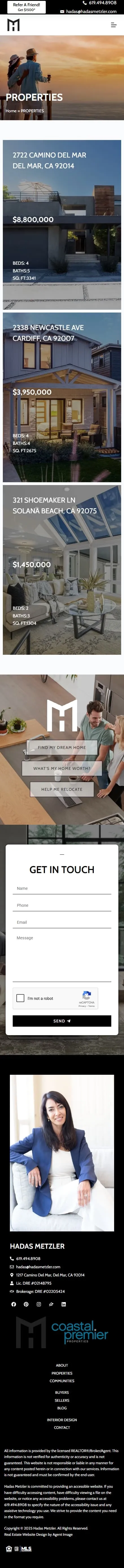 Hadas Metzler Real Estate properties page on mobile