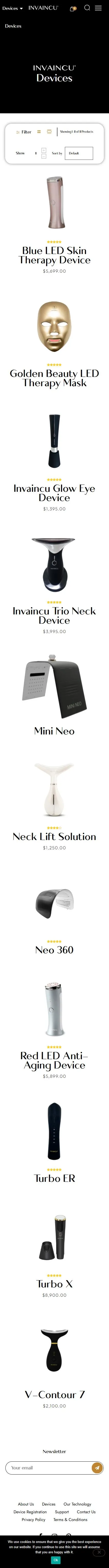 Invaincu Skin devices page on mobile