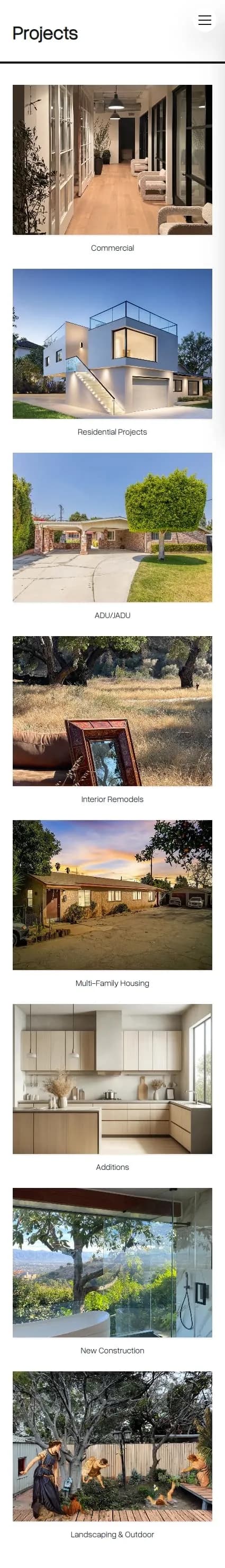 MOTH Inc. projects page on mobile