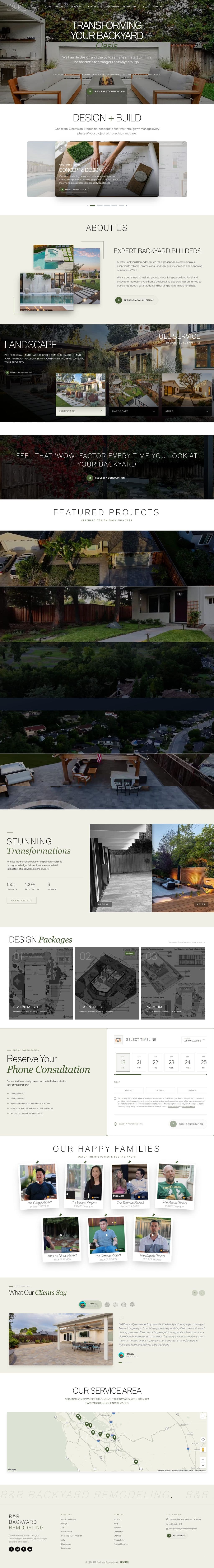 R&R Backyard Remodeling website, desktop view