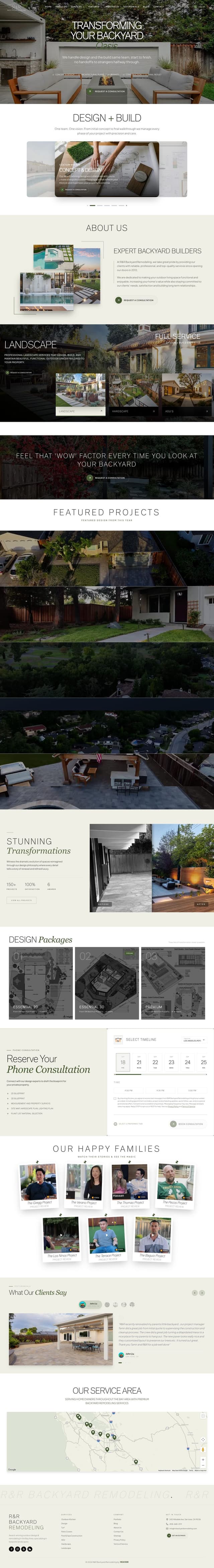 R&R Backyard Remodeling website, desktop view