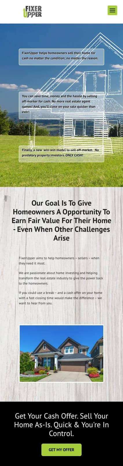 SELL YOUR HOME FAST about us page on mobile