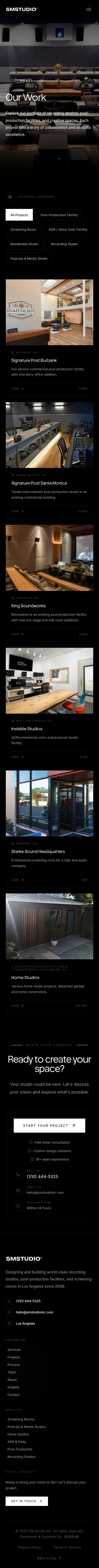 SM Studio projects page on mobile