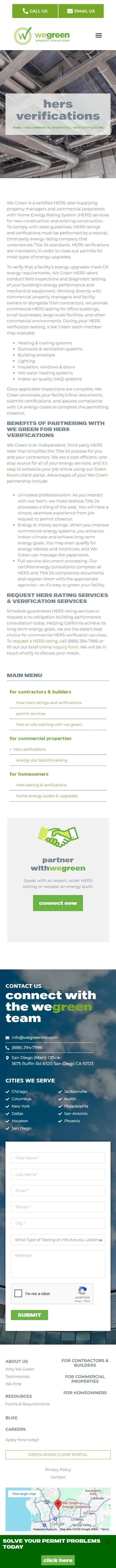 We Green Inc service hers verifications page on mobile