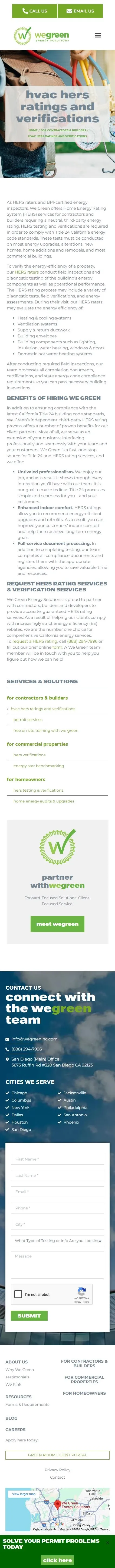 We Green Inc service hvac hers ratings verifications page on mobile