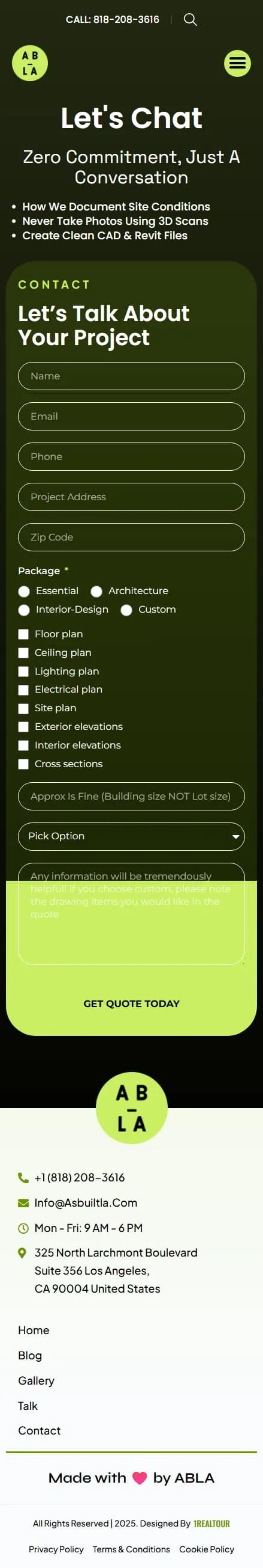 As Built LA talk page on mobile