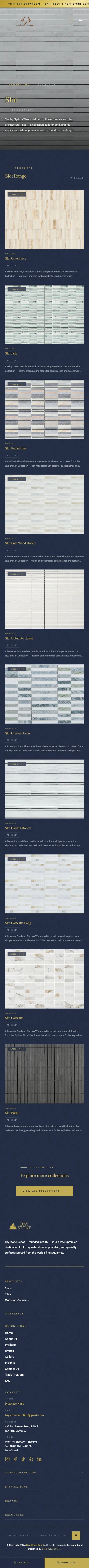 Baystone Depot brands elysium tile page on mobile