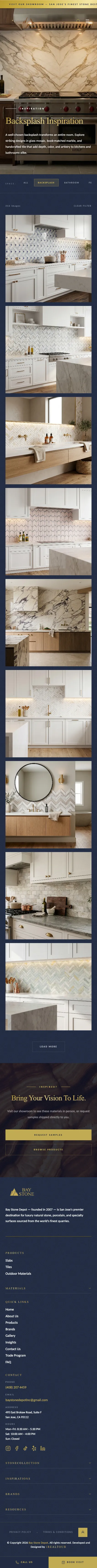 Baystone Depot gallery backsplash page on mobile
