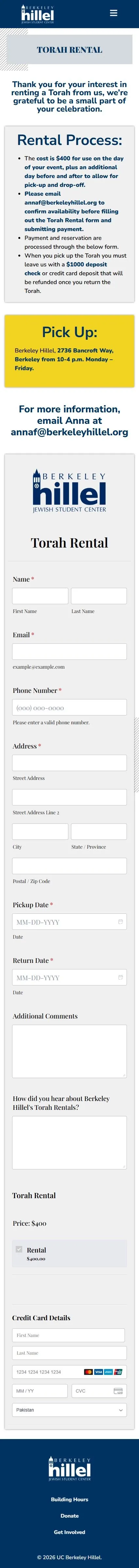 Berkeley Hillel torah page on mobile