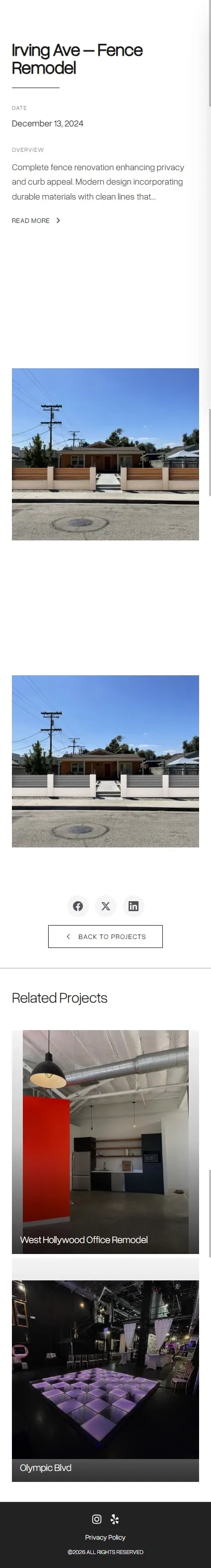 MOTH Inc. projects irving ave fence remodel page on mobile