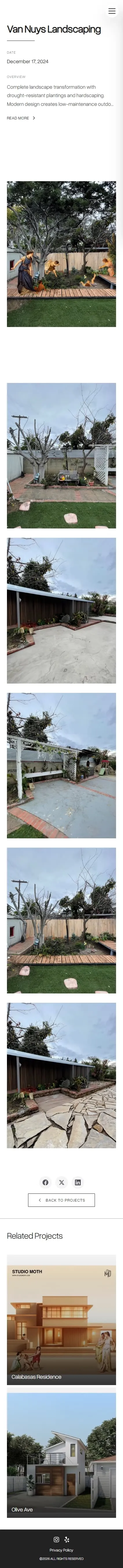 MOTH Inc. projects van nuys landscaping page on mobile