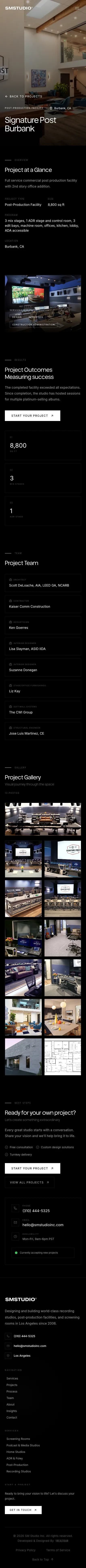 SM Studio projects signature post burbank page on mobile